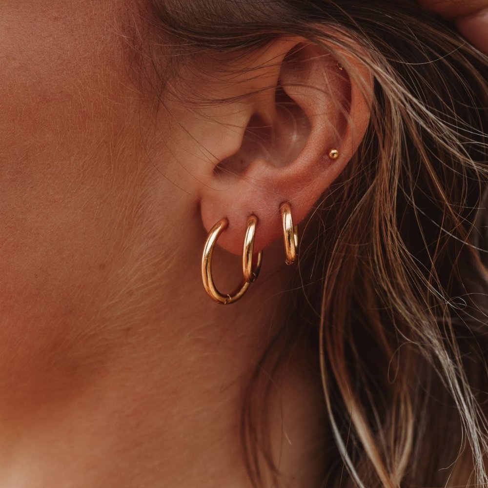 Aro Trío de Argolas Bañado en Oro 18K