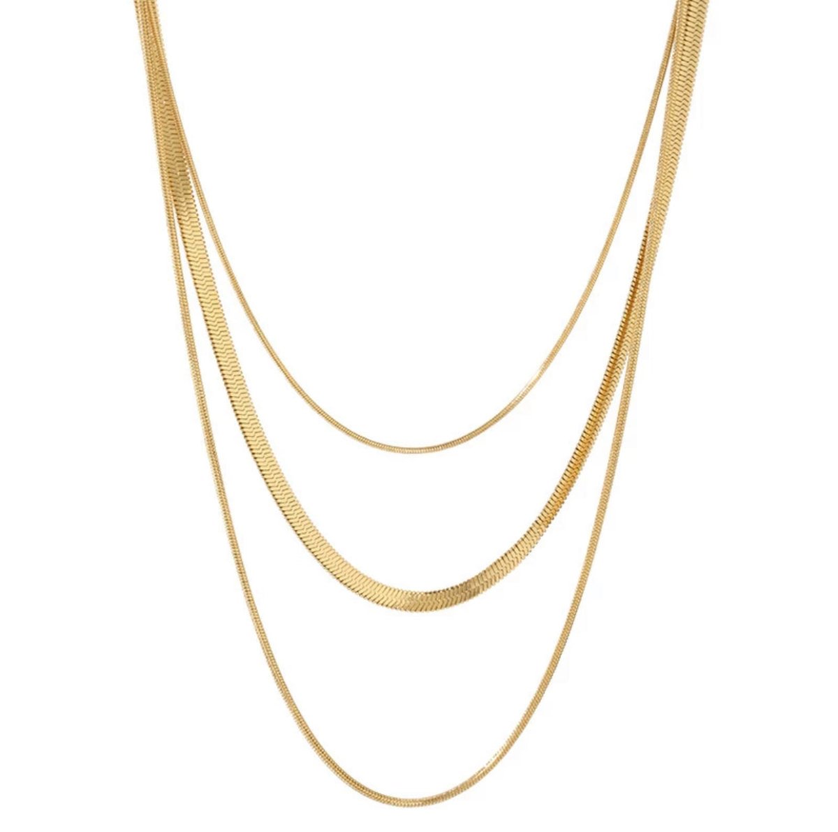 Collar Celina Trío Capas Malha Bañado en Oro 18K