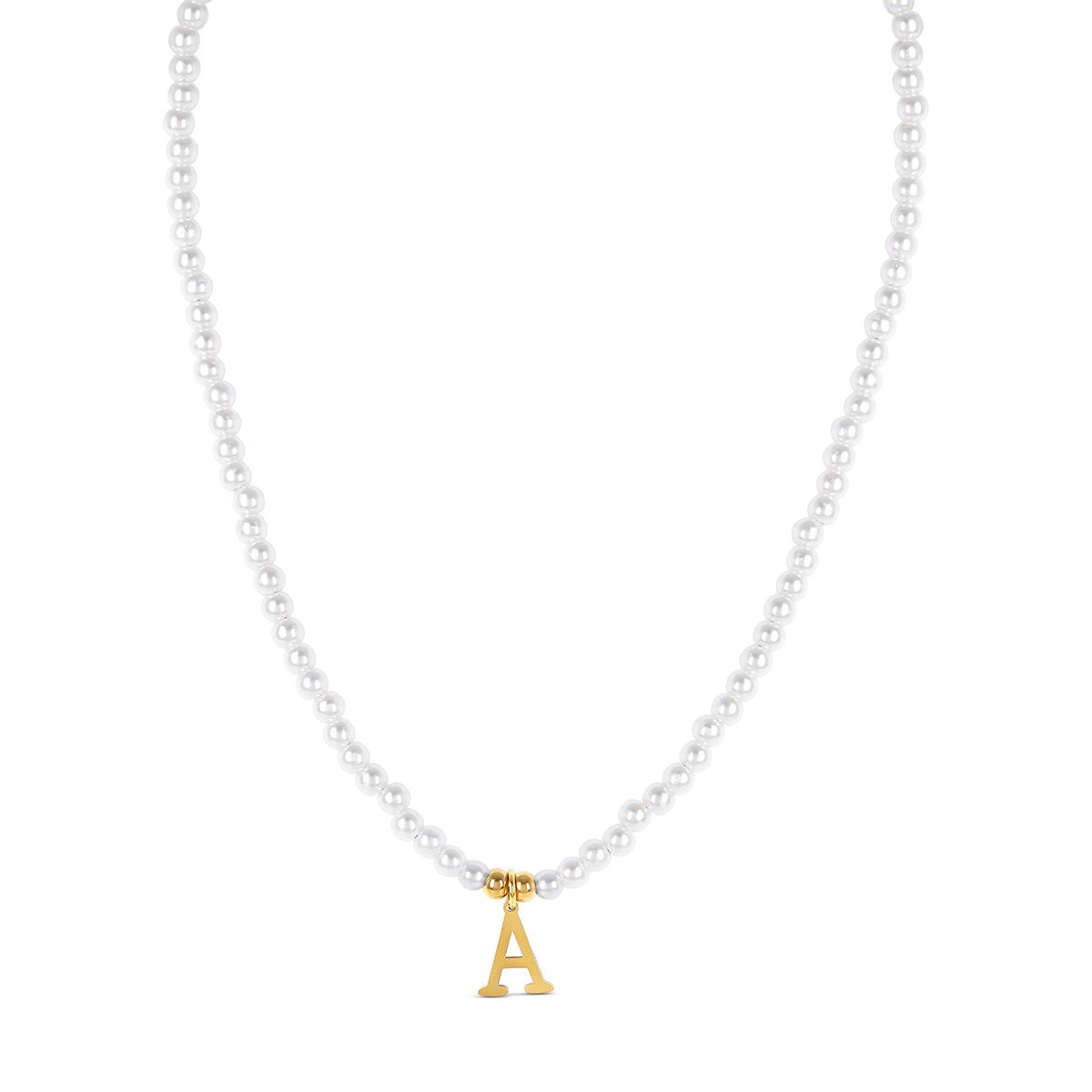 Collar Letra Inicial Perla Bañado en Oro de 18K