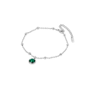 Tobillera Esmeralda Colgante - Plata