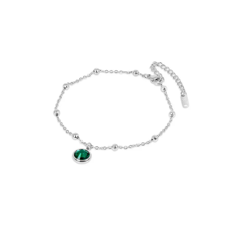 Tobillera Esmeralda Colgante - Plata
