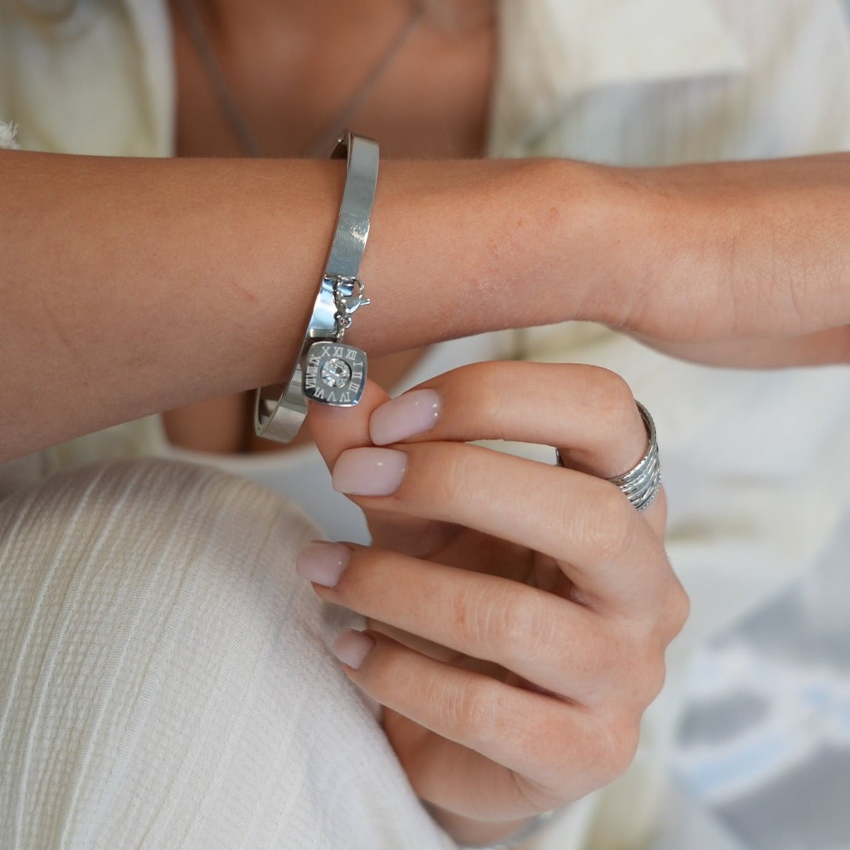 Brazalete Square Charm - Plata