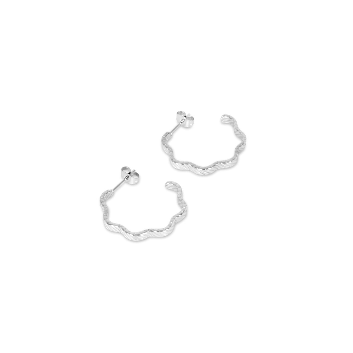 Aro Argola Wavy Texture - Plata