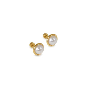 Aro Pérola Solitária Bañado en Oro 18K