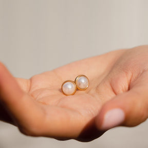 Aro Pérola Solitária Bañado en Oro 18K