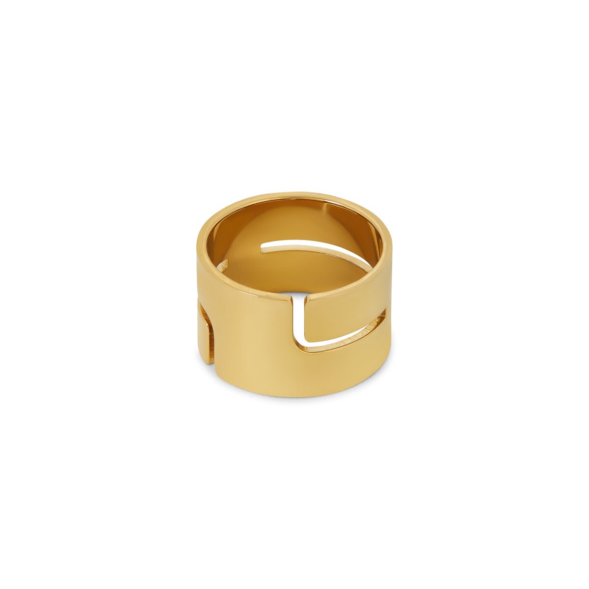 Anillo Hi-lo Chunky Bañado en Oro 18K