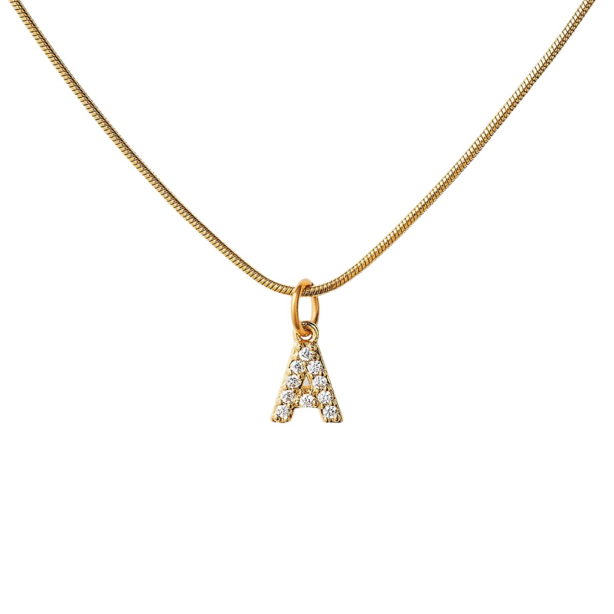 Collar Letra Inicial Zirconia Bañado en Oro 18K