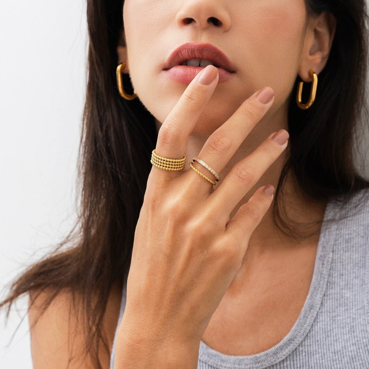 Anillo Aurora Cristais Bañado en Oro 18k