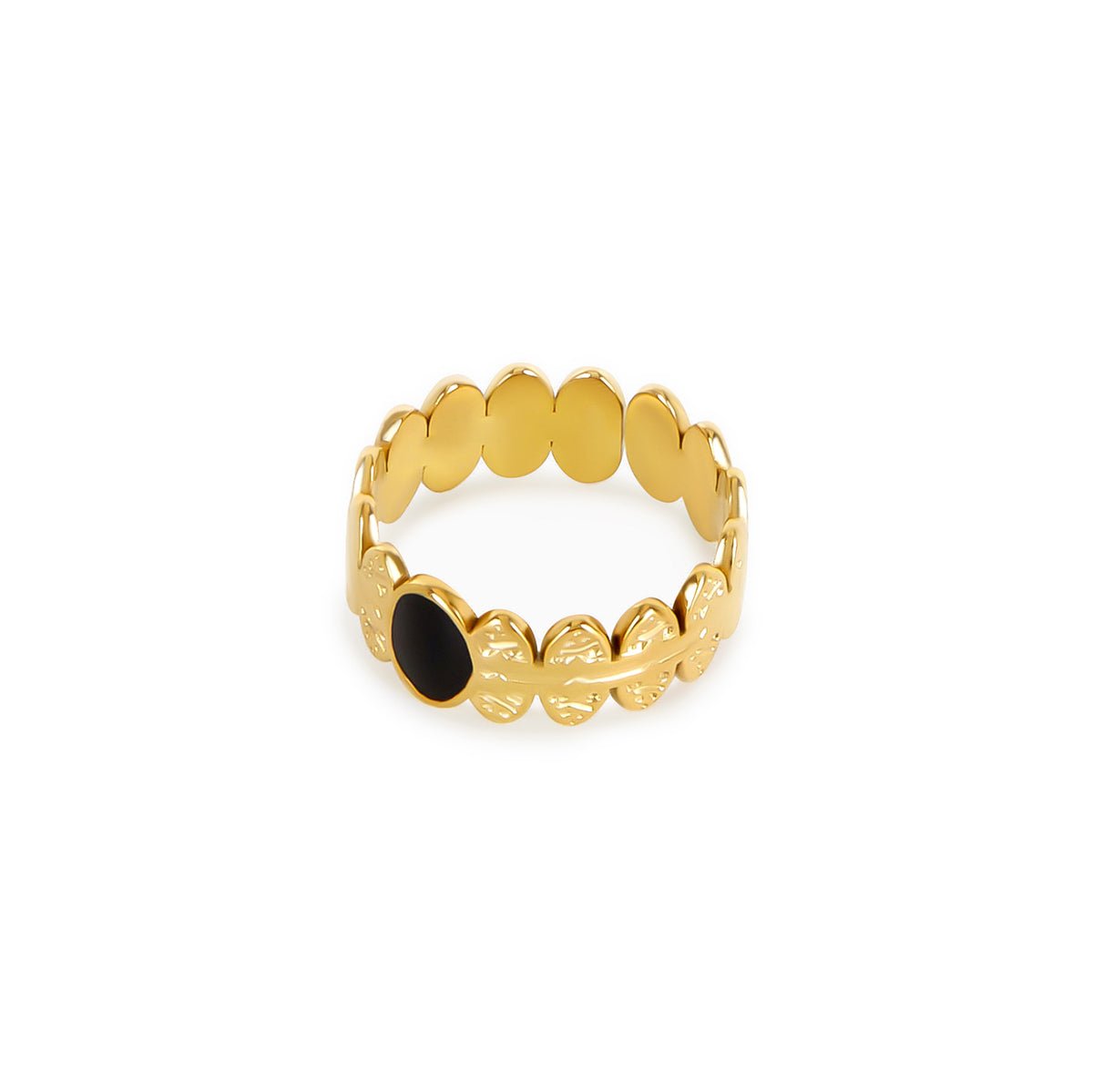 Anillo Ajustable Piedra Ônix Bañado en Oro 18k