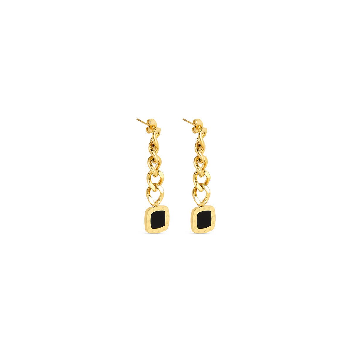 Aros Lorenza Pendentes Ônix Bañado en Oro 18k