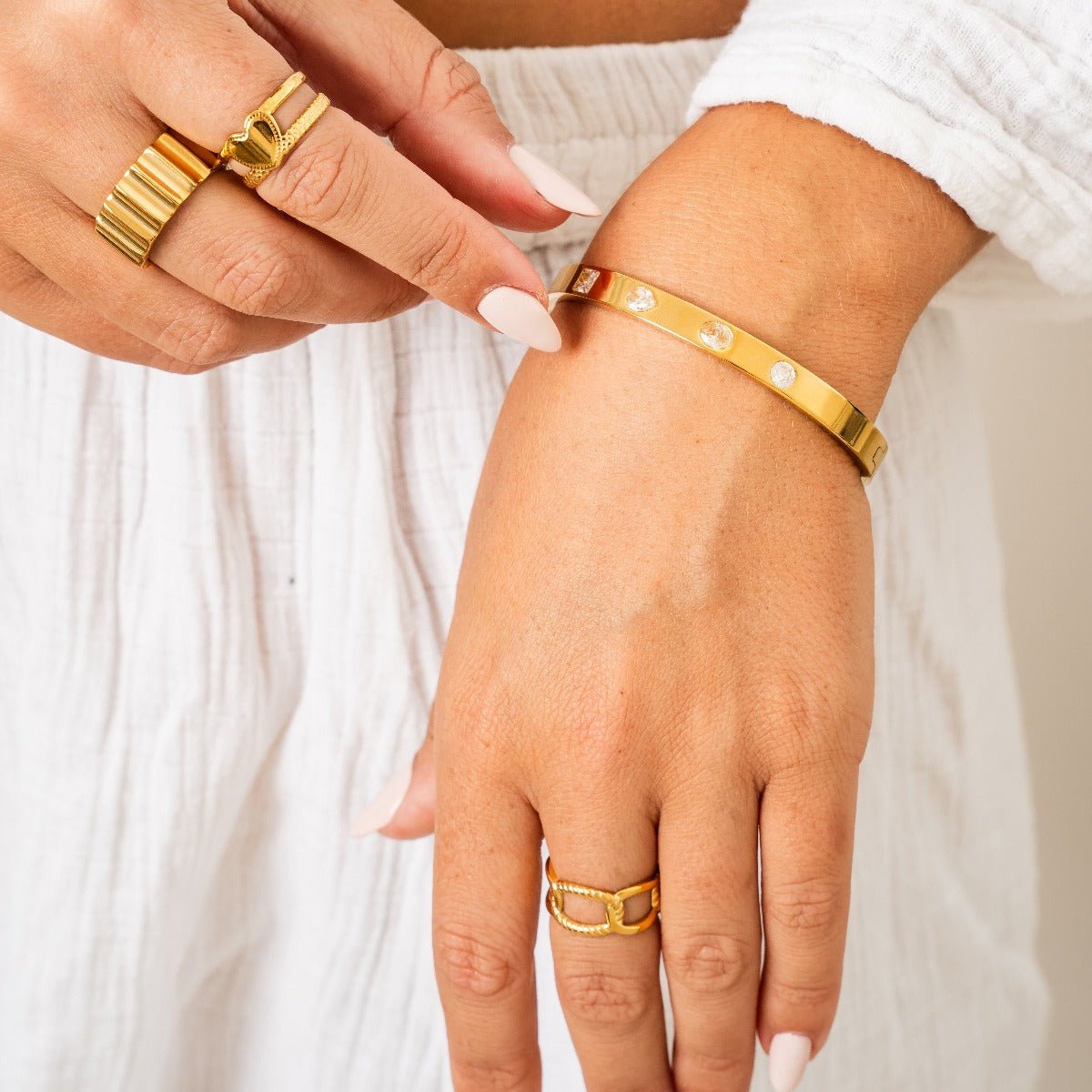Anillo Link Ajustable Bañado en Oro 18k