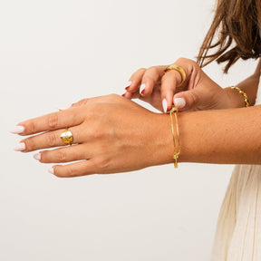 Anillo Ajustable Estrela Náutica Bañado en Oro 18k