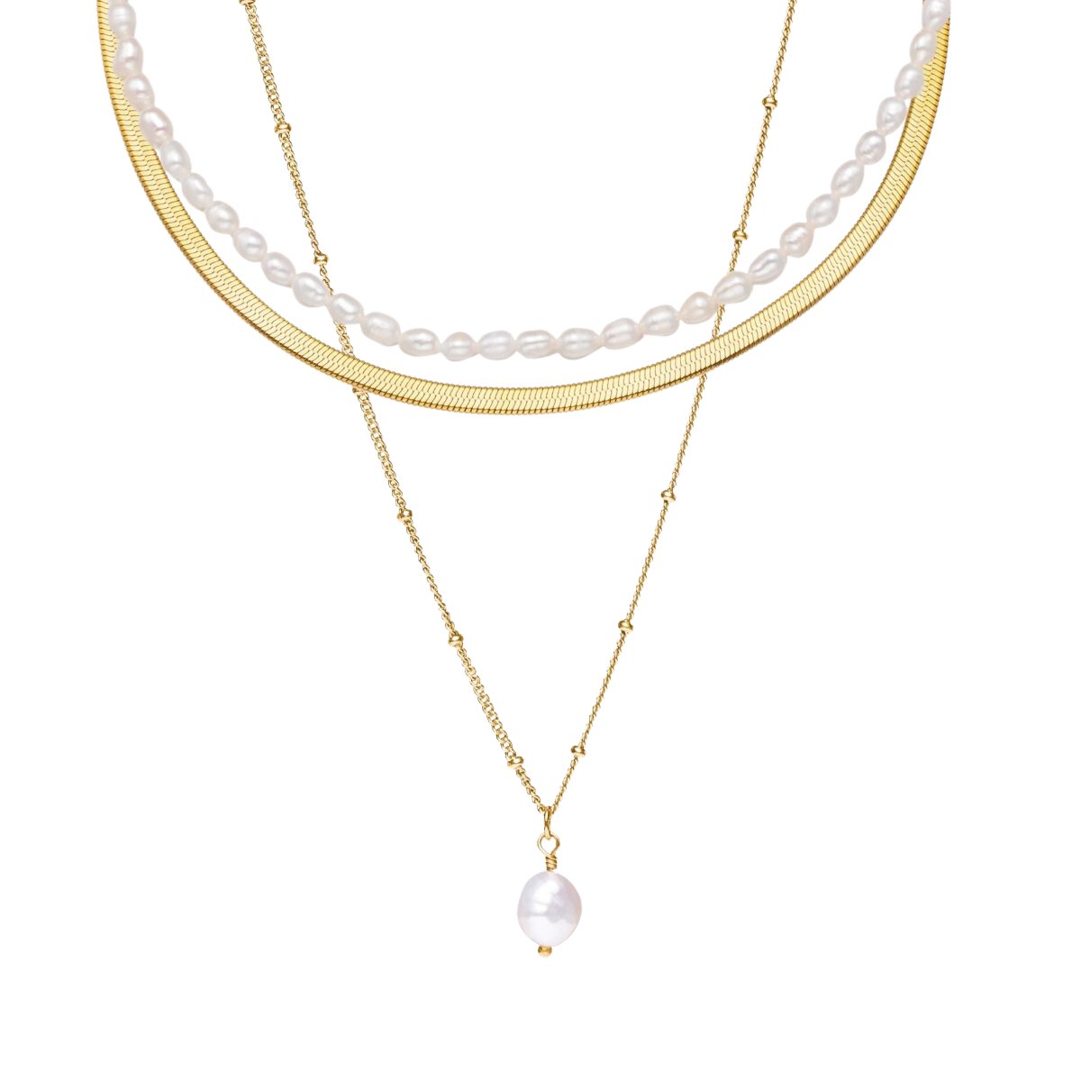Mix Noronha Collar Triplo Bañado en Oro 18k
