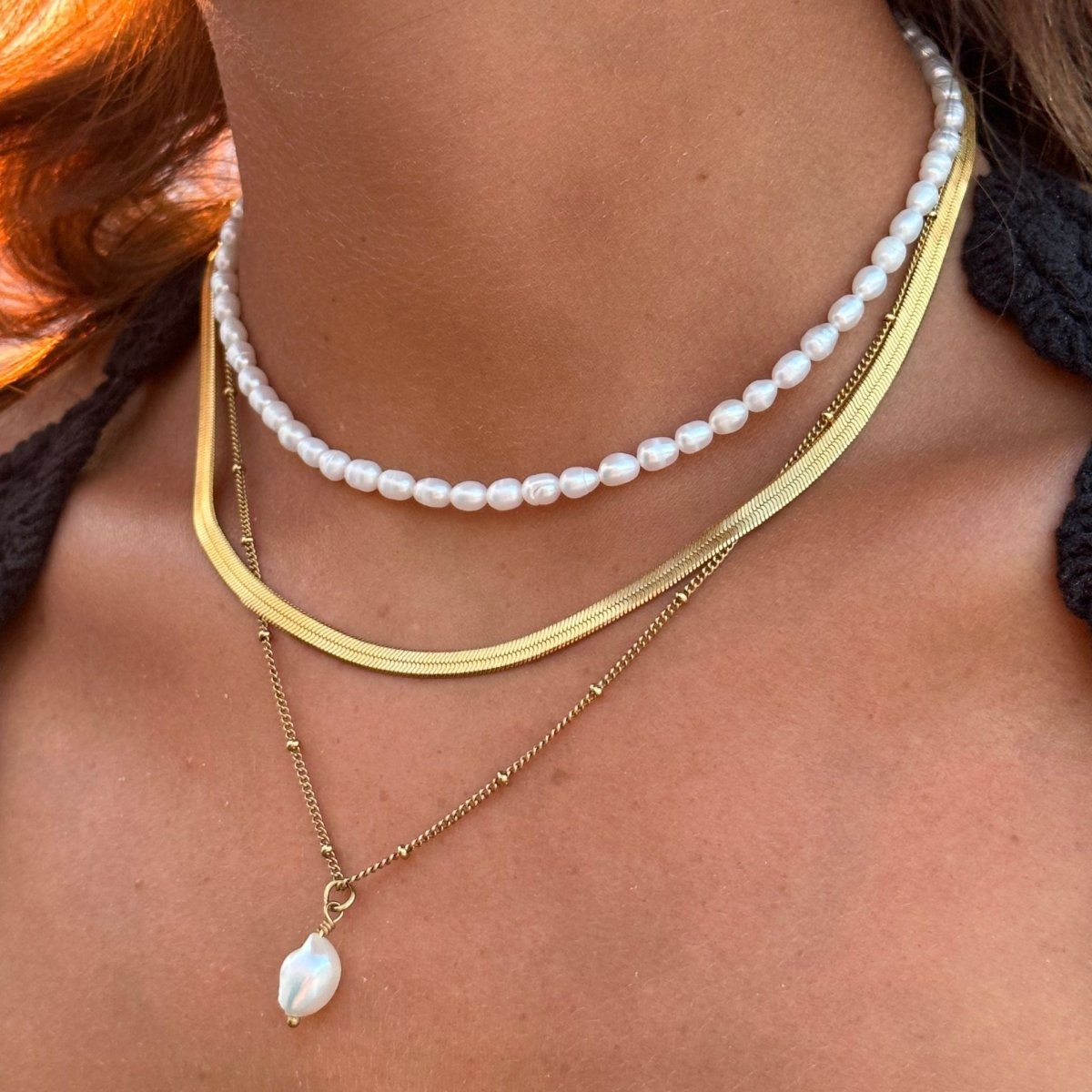 Mix Noronha Collar Triplo Bañado en Oro 18k