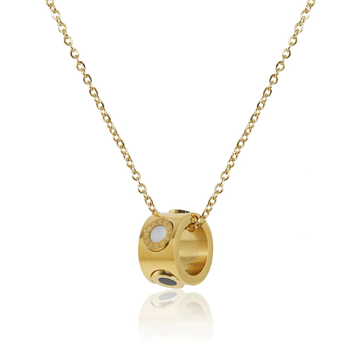 Collar Giratório Numeral Romanos Bañado en Oro 18K