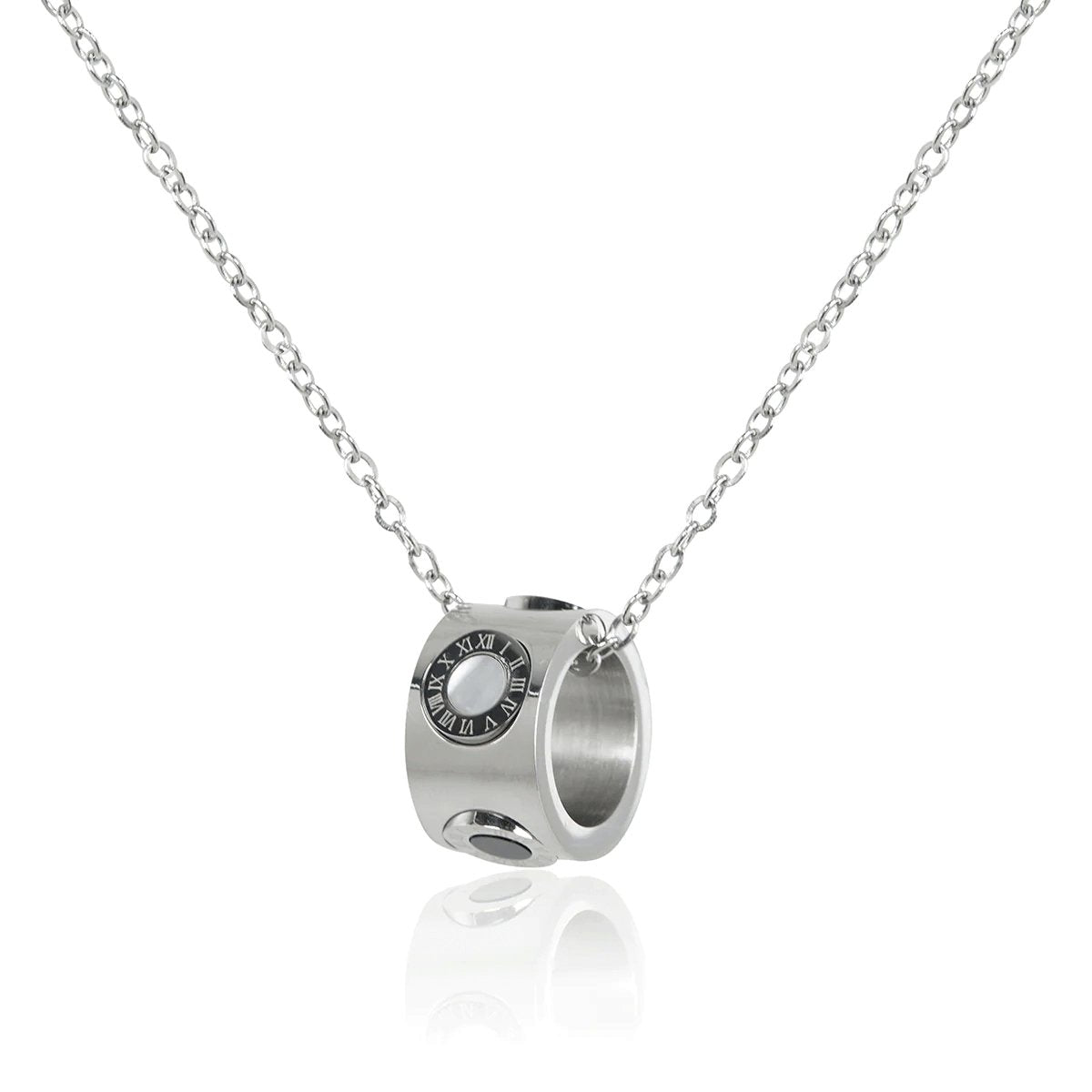 Collar Giratório Numeral Romanos - Plata