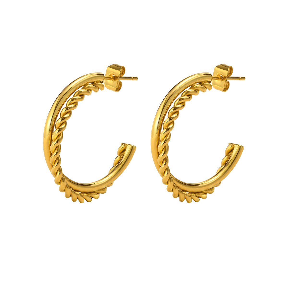 Aros de Argola Madison Bañado en Oro 18k
