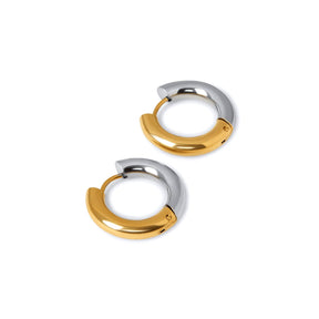 Aros de Argola Contraste Bañado en Oro 18k