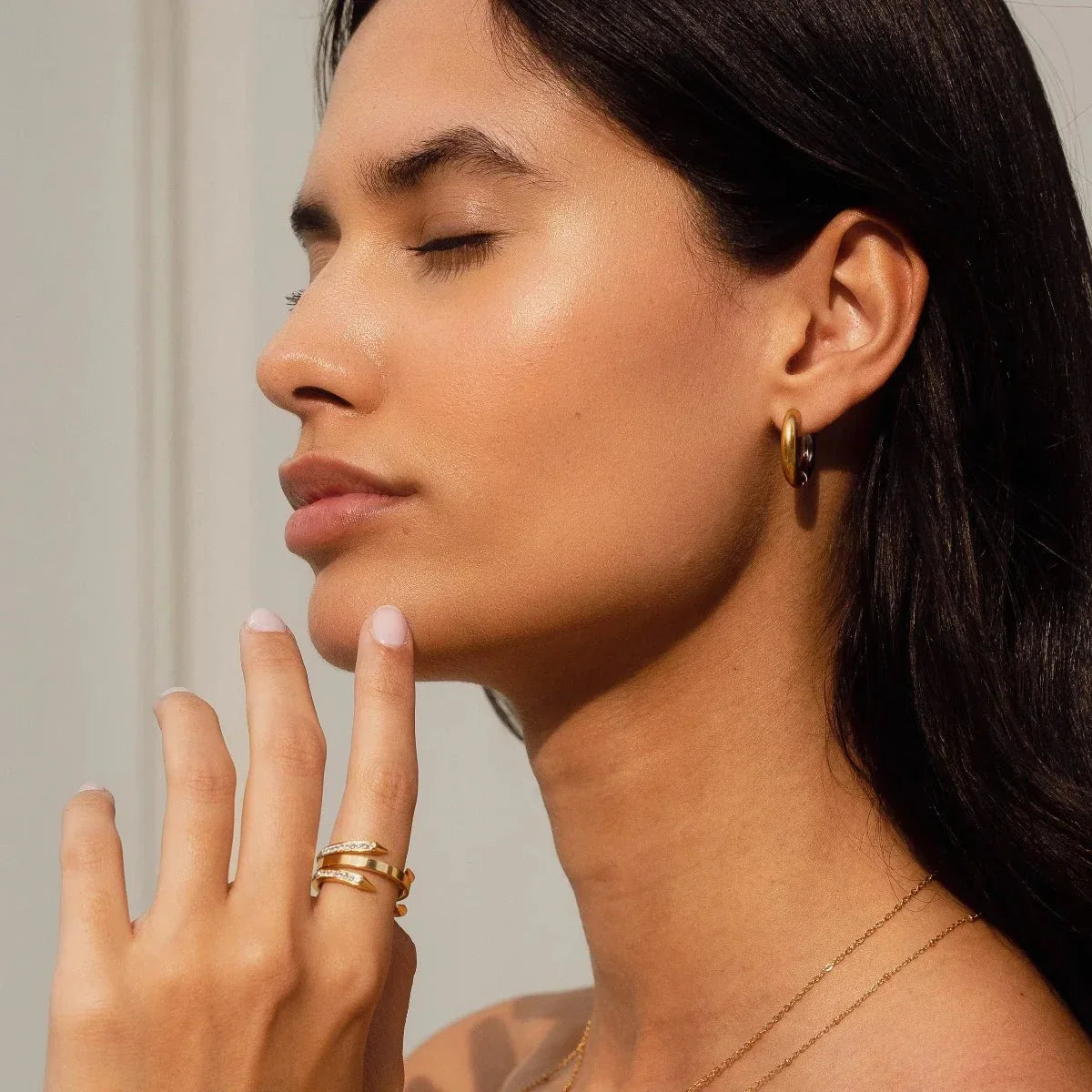 Aros de Argola Contraste Bañado en Oro 18k