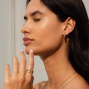 Aros de Argola Contraste Bañado en Oro 18k