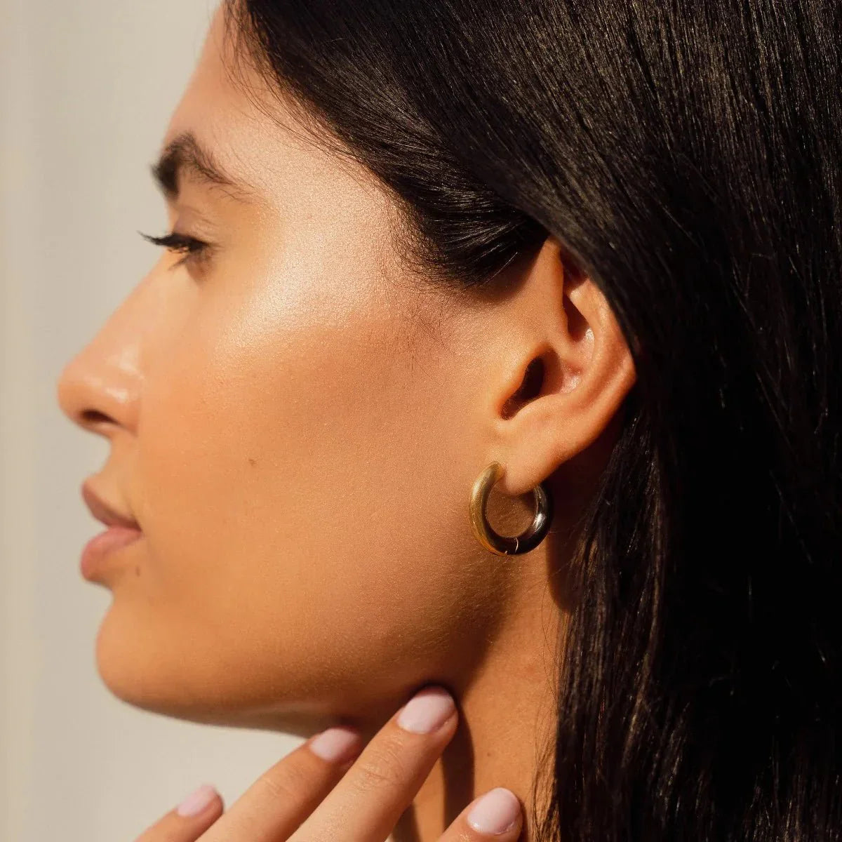 Aros de Argola Contraste Bañado en Oro 18k