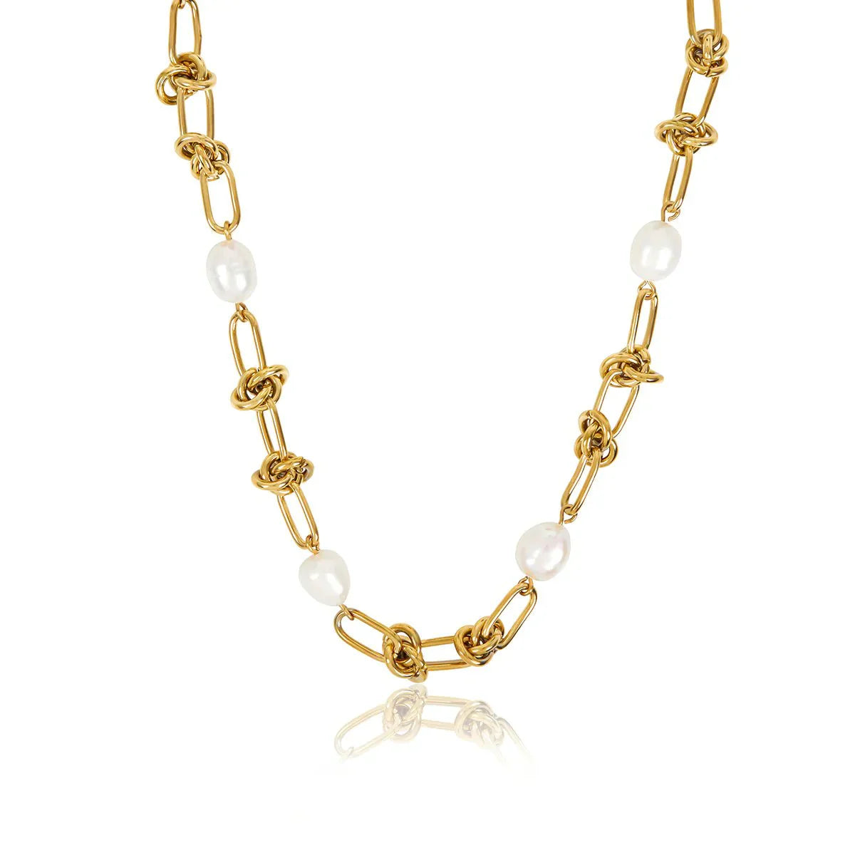 Collar Nó e Pérolas Bañado en Oro 18k