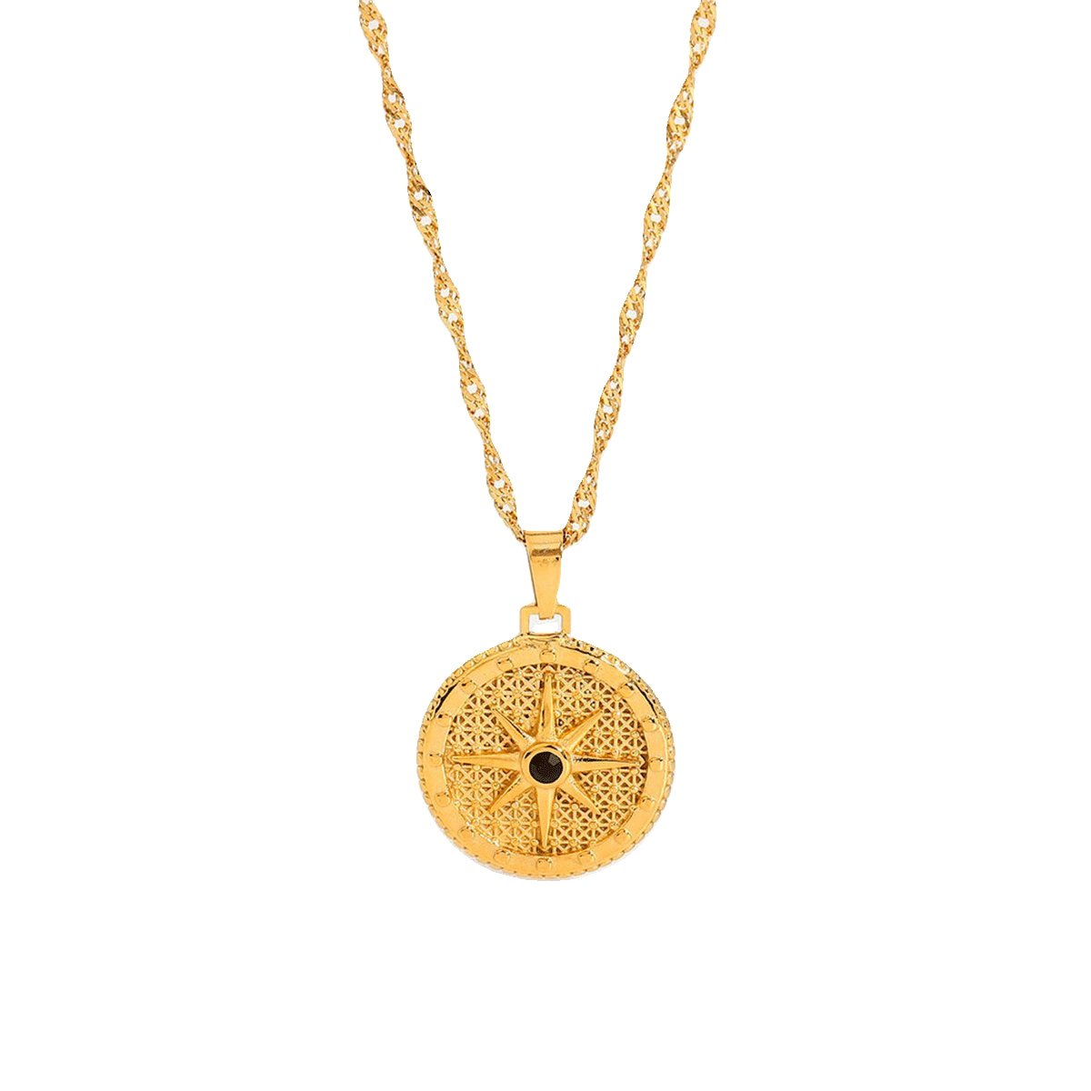 Collar Estrela Rosa dos Ventos Bañado en Oro 18k