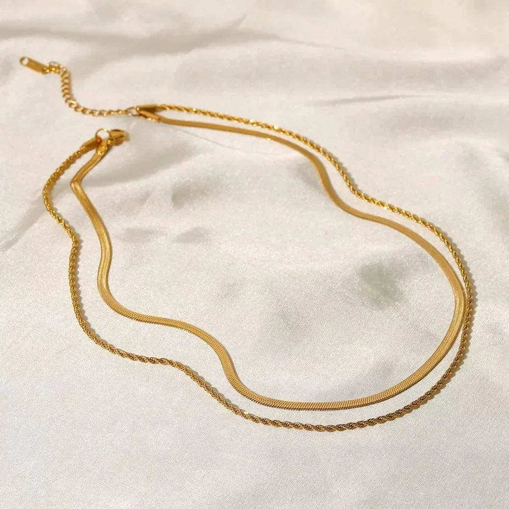 Mix Collar Melina Bañado en Oro 18k