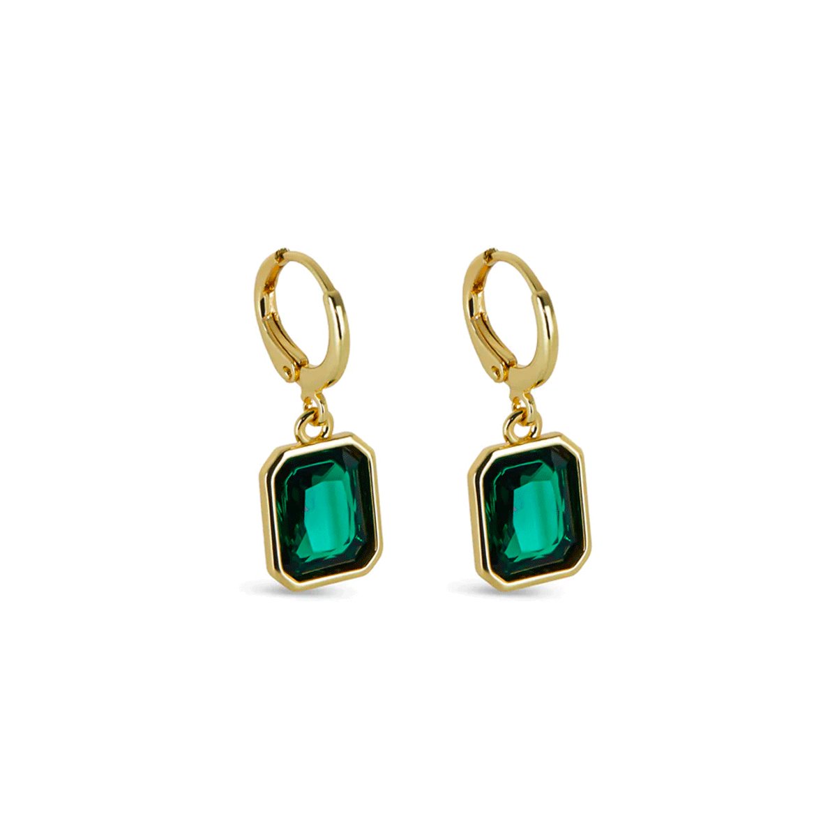 Aro Argolinha Cristal Verde Bañado en Oro 18k