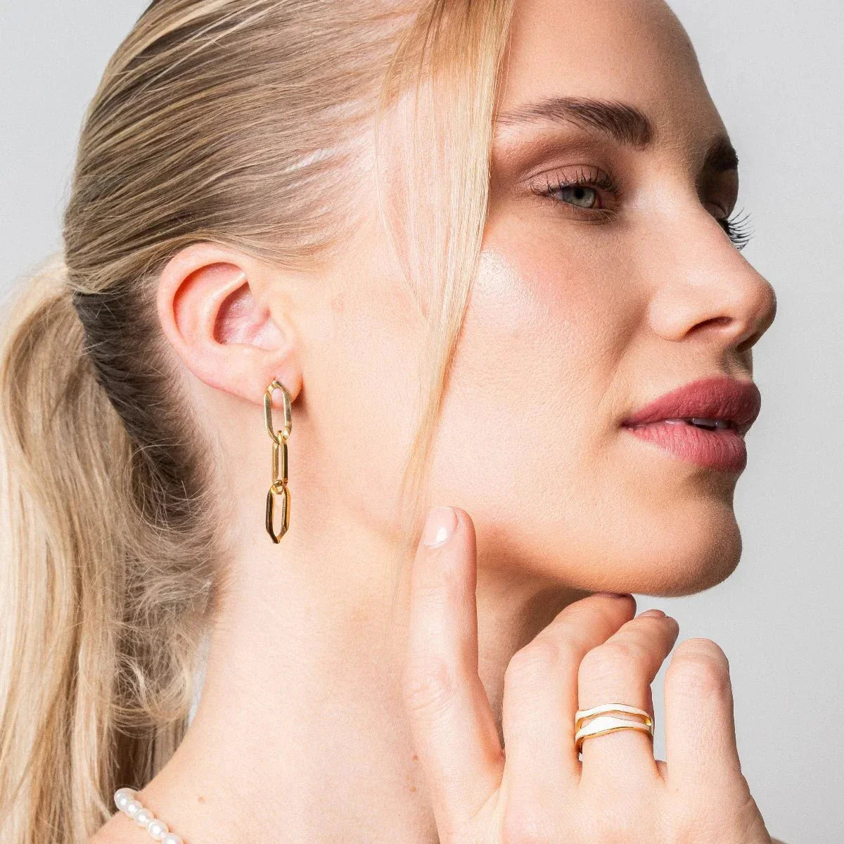 Aros Pendentes Elo Bañado en Oro 18k