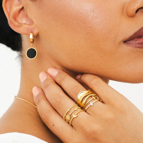 Aro Colgante Noir Bañado en Oro 18k
