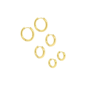 Aro Trío de Argolas Bañado en Oro 18K