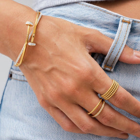 Brazalete Prego Zirconias Bañado en Oro 18K