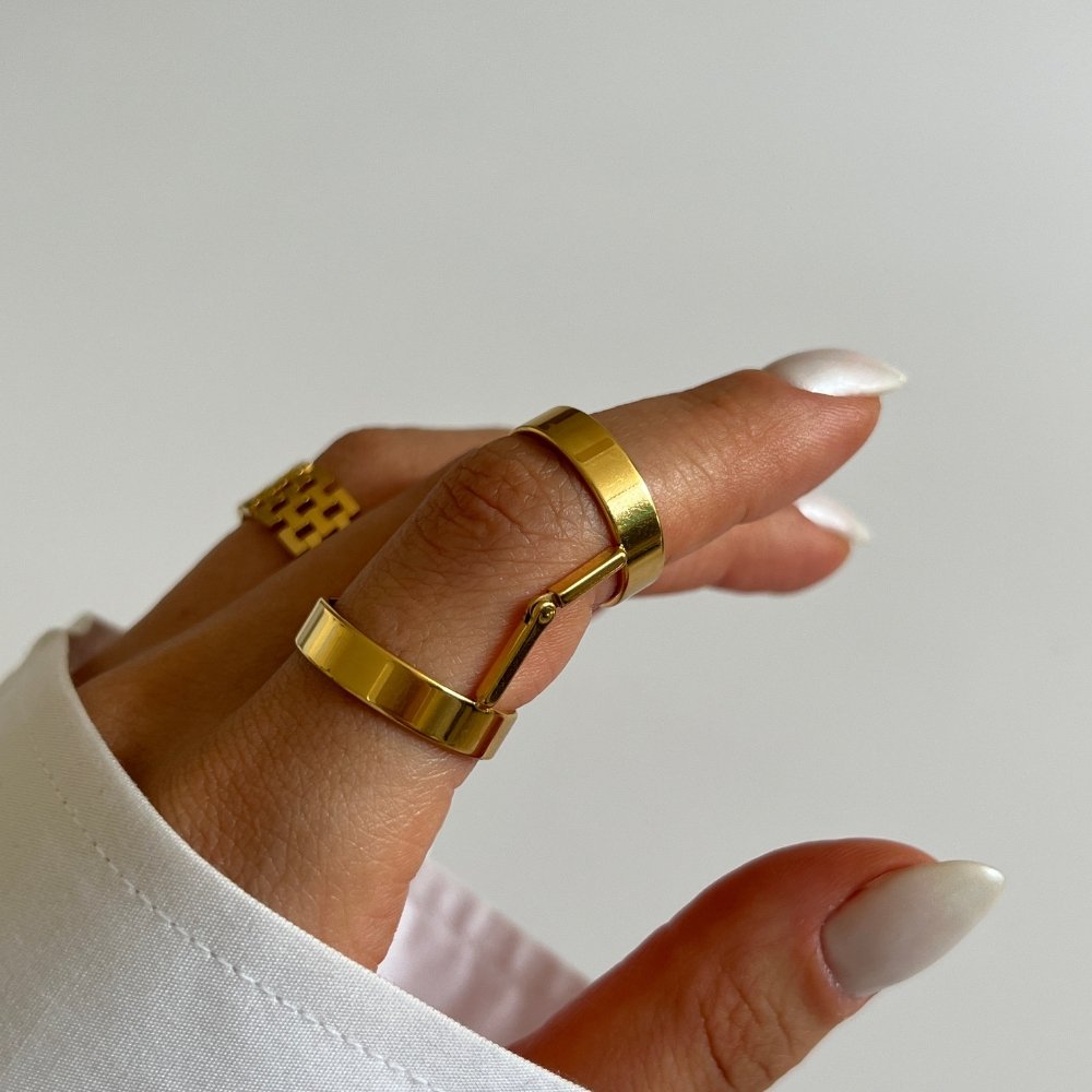 Anillo Articulado Ajustable Bañado en Oro 18K