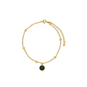 Tobillera Esmeralda Colgante Bañado en Oro 18K