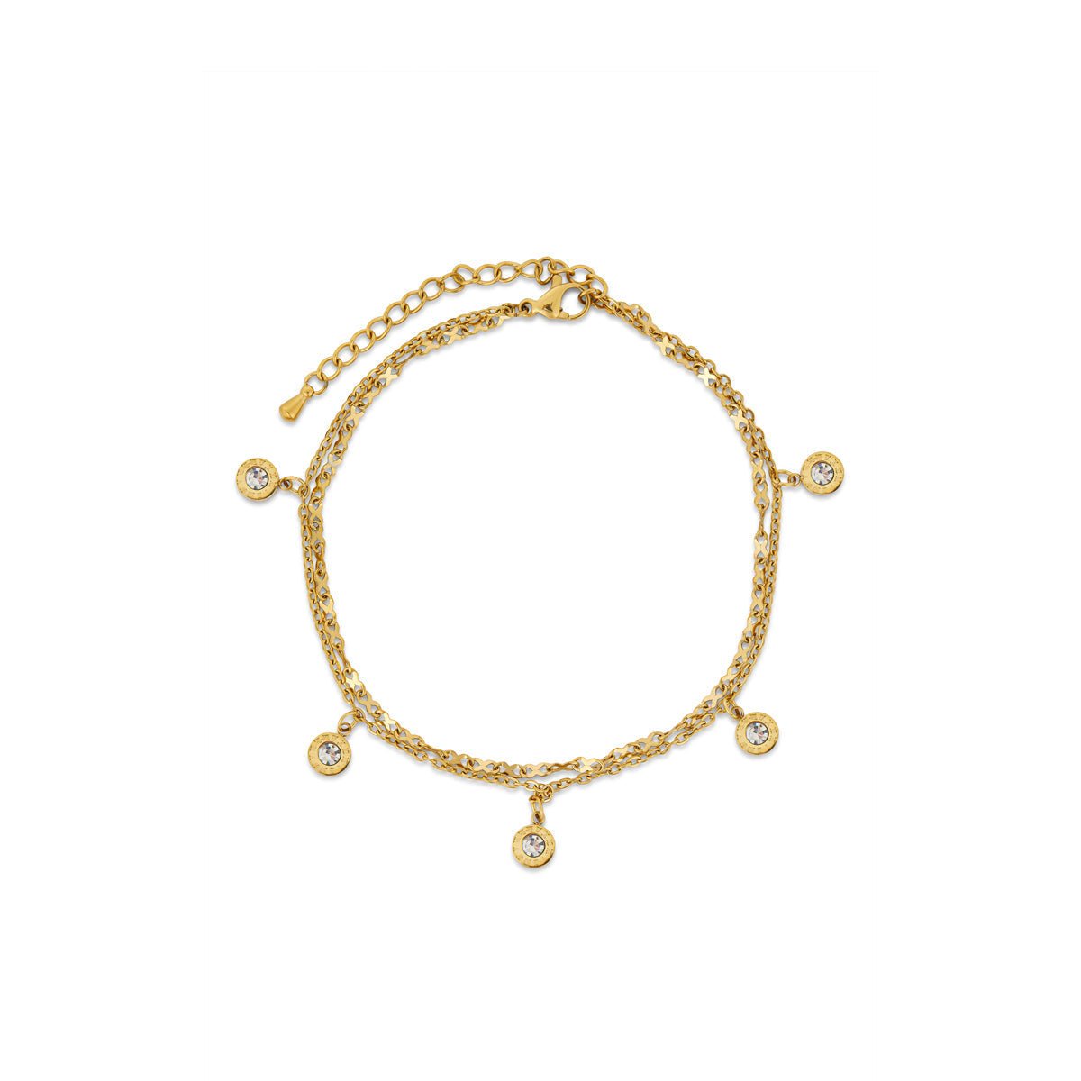 Tobillera Atlas Zirconia Bañado en Oro 18K