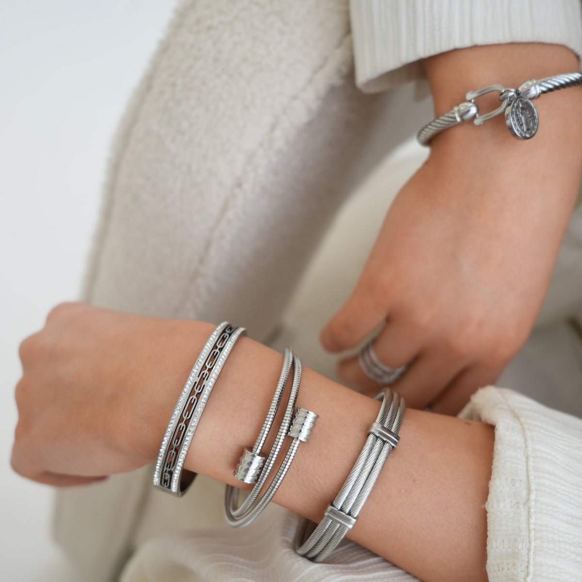Brazalete Espiral Tríplice - Plata