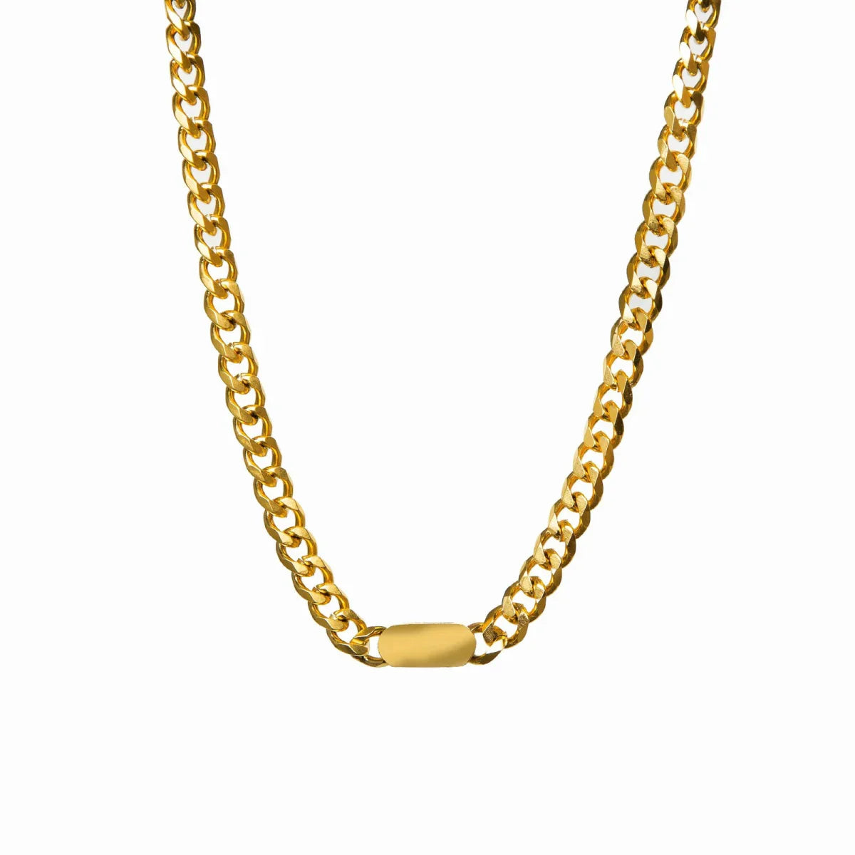 Collar Cadena Colgante Retangular Minimalista Bañado en Oro 18K