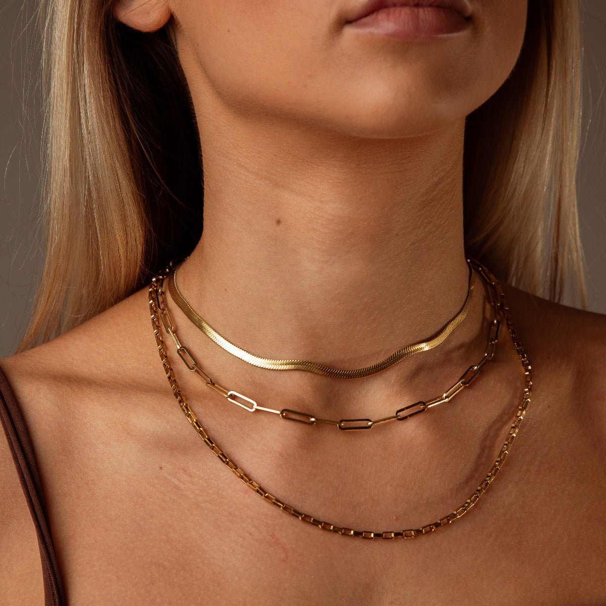 Collar Elos Celina Cadena Bañado en Oro 18K