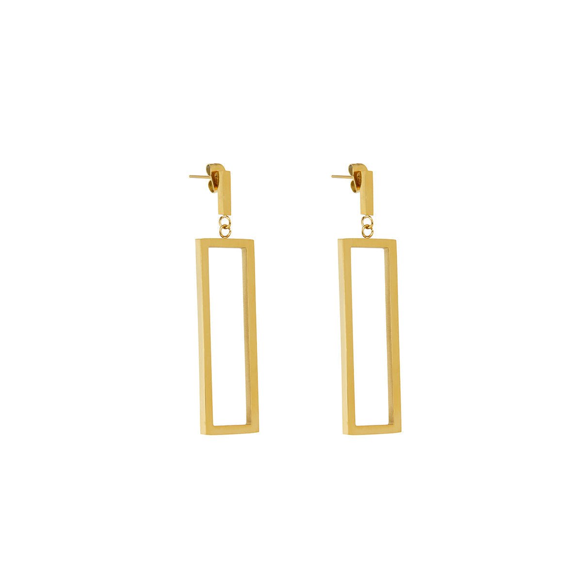 Aro Diana Geométrico Retangular Bañado en Oro 18K