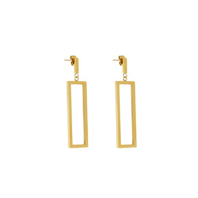 Aro Diana Geométrico Retangular Bañado en Oro 18K