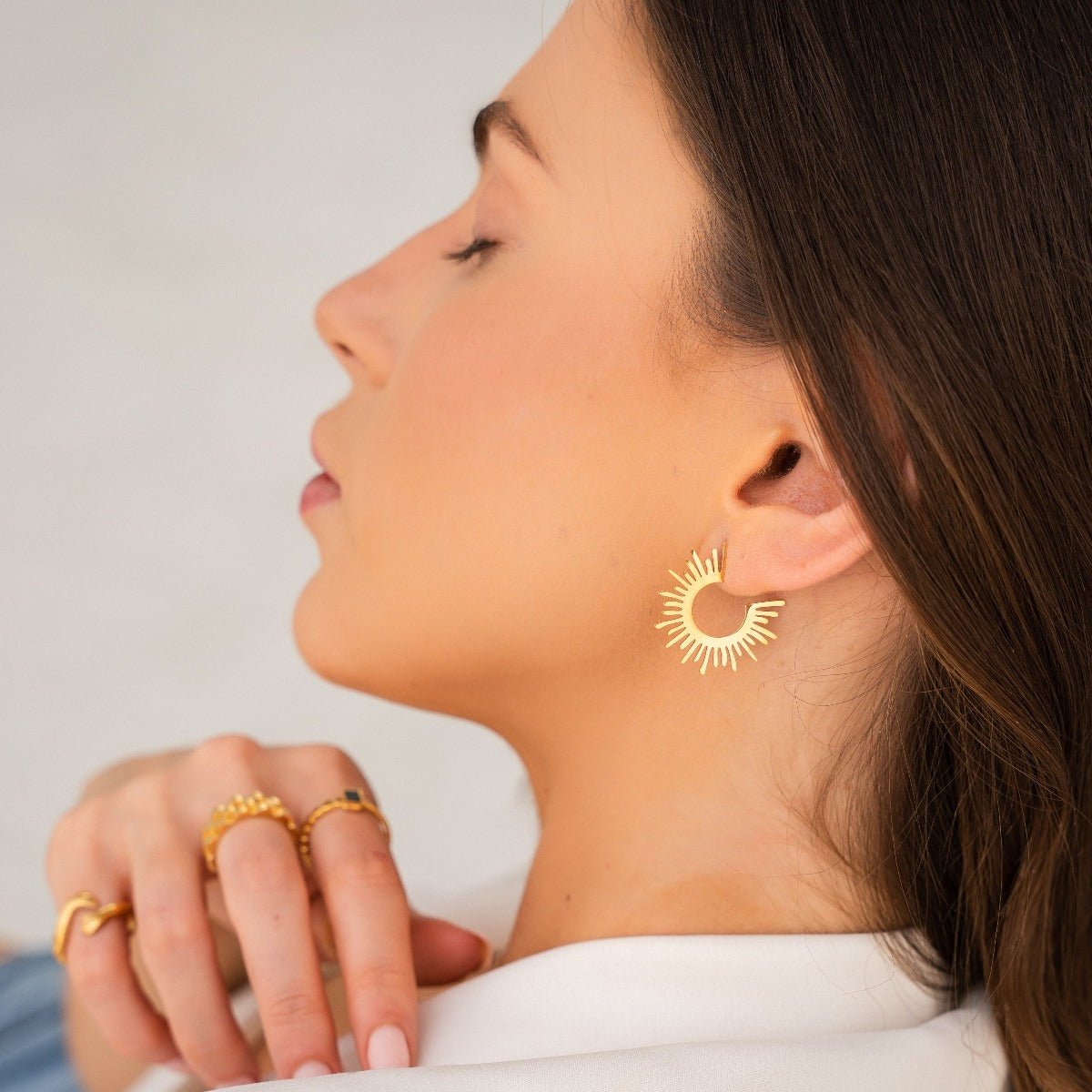 Aro de Argola Spike Bañado en Oro 18K