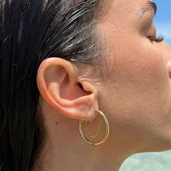Aro de Argola Pipa Bañado en Oro 18K