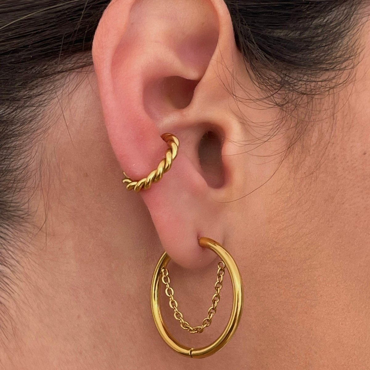 Aro de Argola Pipa Bañado en Oro 18K