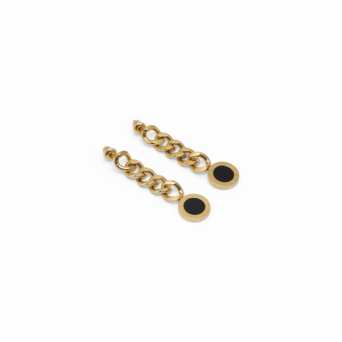 Aro Cadena Glamour Piedra Onix Bañado en Oro 18K