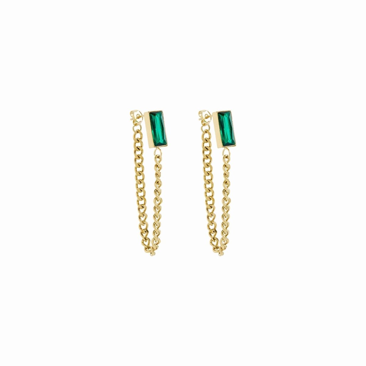 Aro Cadena Elisabeth Zirconia Esmeralda Bañado en Oro 18K