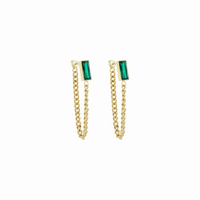 Aro Cadena Elisabeth Zirconia Esmeralda Bañado en Oro 18K