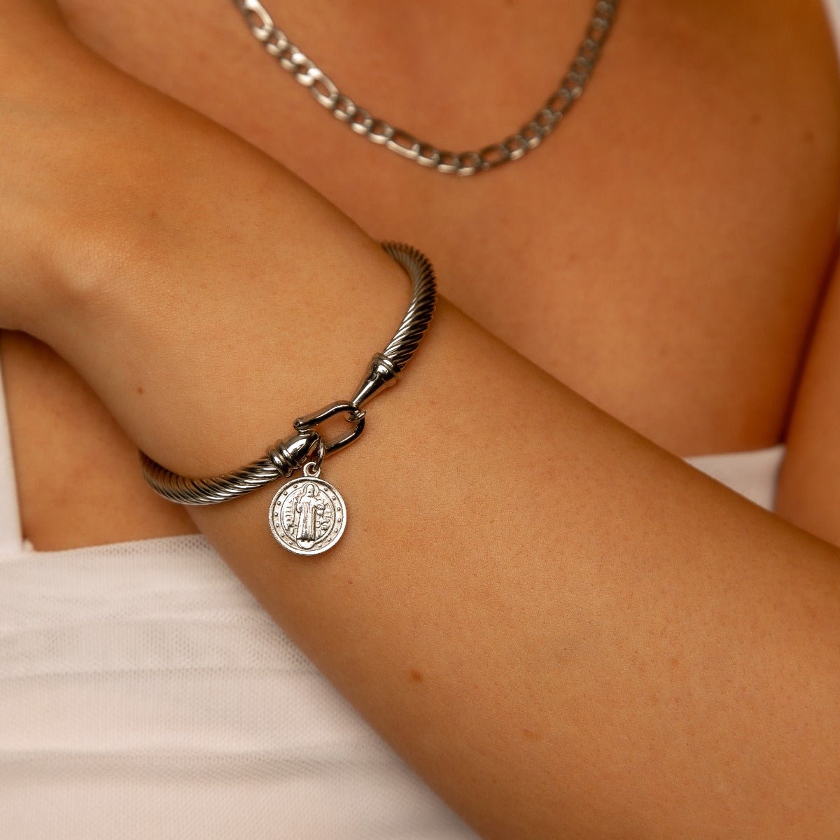 Brazalete Colgante São Bento - Plata