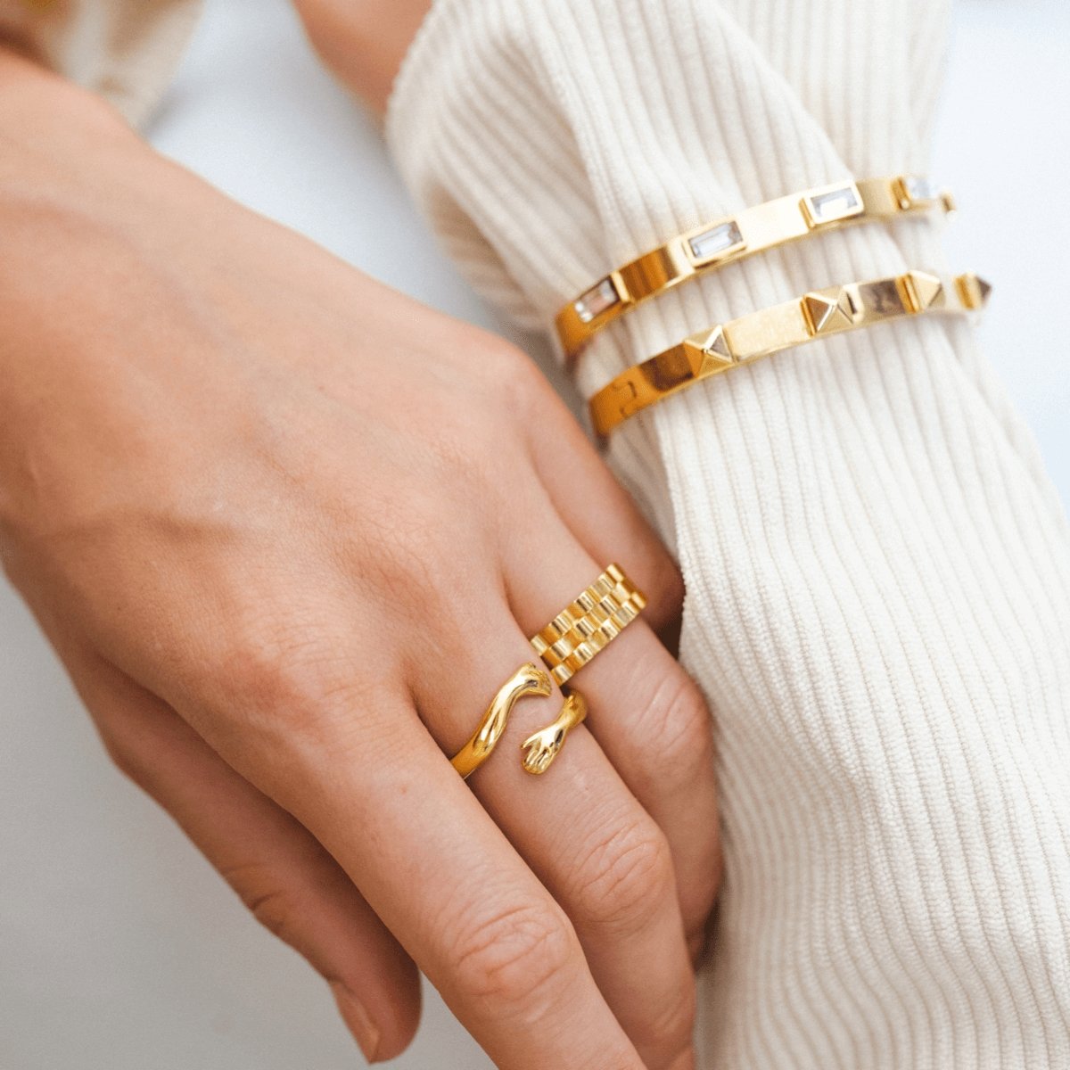 Brazalete Cristais Navete Bañado en Oro 18K