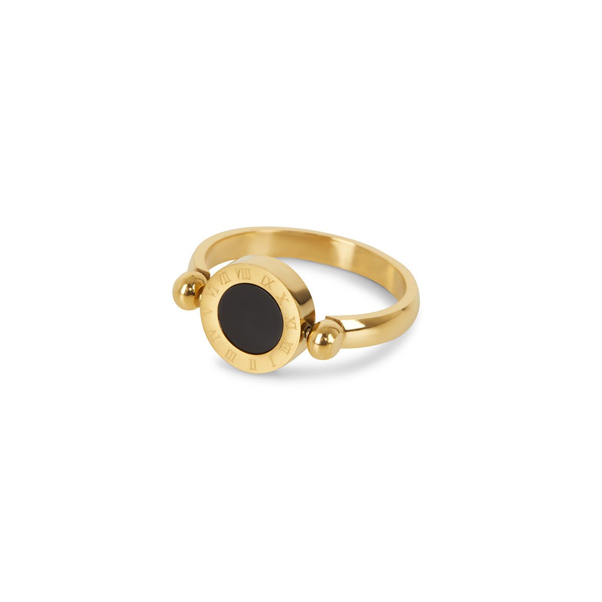 Anillo Giratório Numeral Romanos Bañado en Oro 18K